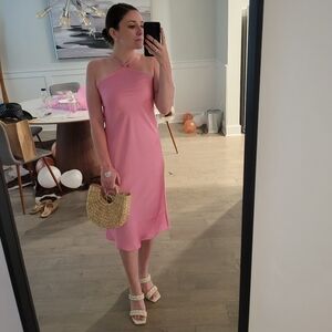 Aritzia / Wilfred Pink Halter Midi Dress